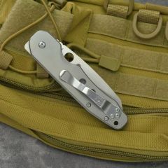 Spy C240 Kevin Smock Folding Knife 3.54" D2 Satin Plain Blade, TC4 Handles, Compression Lock - C240CFP