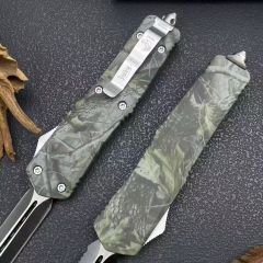 MT Combat Troodon Camo A07 AUTO OTF Knife 3.54" 440 Dagger Blade, Zinc Aluminum Alloy Handles