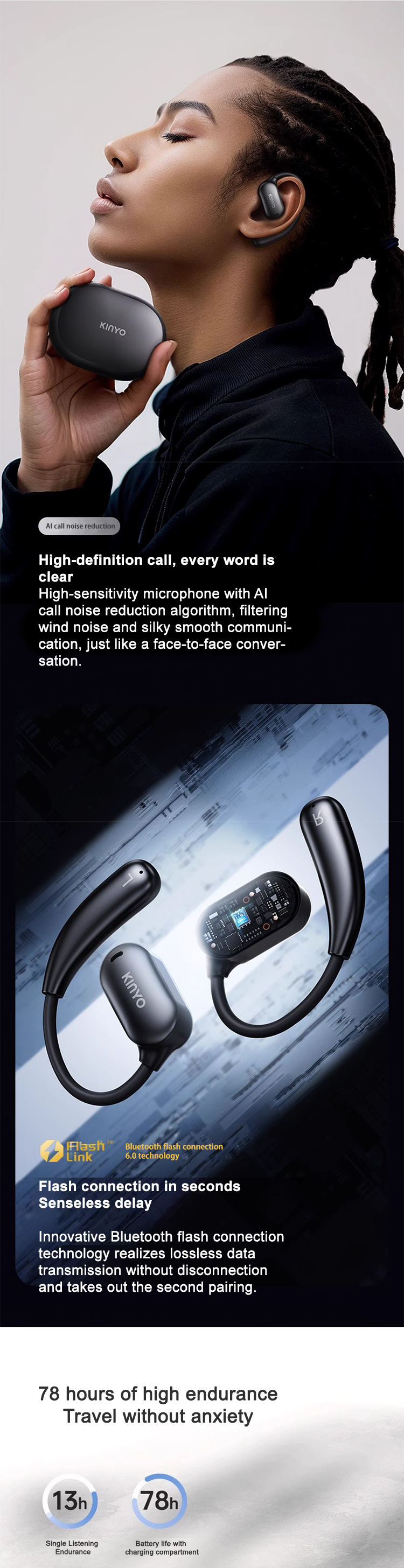 Kinglucky i39 Open Ear Wireless Headphones