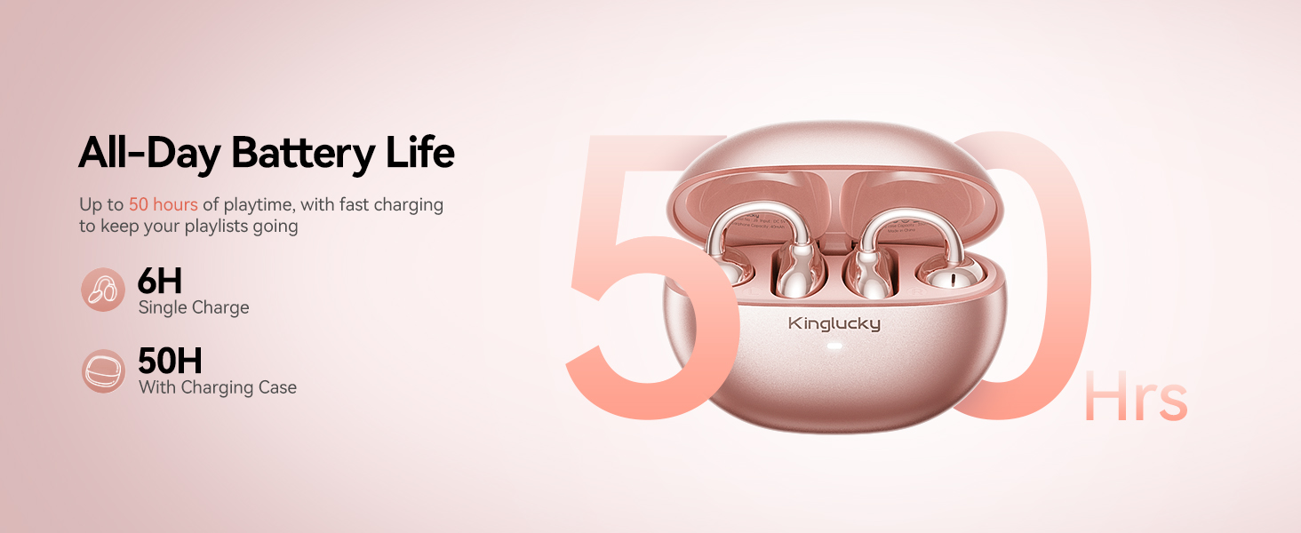 Kinglucky A8 Open Ear Earbuds with 50H Battery Life
