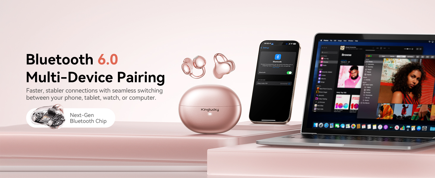 Kinglucky A8 Open Ear Earbuds with Bluetooth 6.0