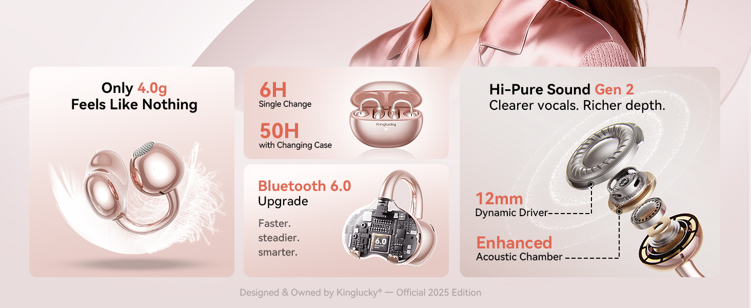 Kinglucky A8 Lightweight Open Ear Earbuds