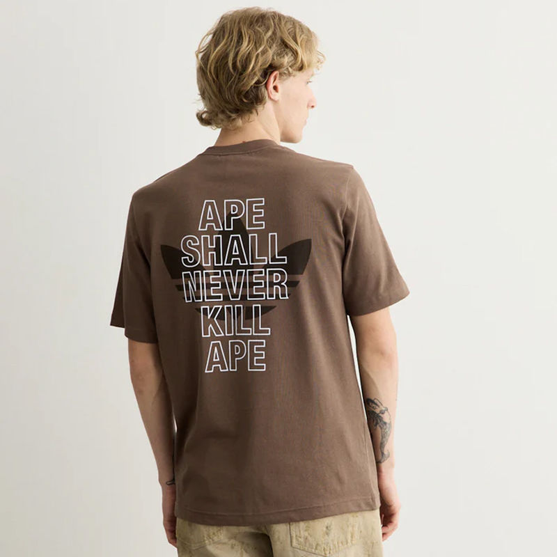 BAPE X ADIDAS Ape Head Tee Brown Wearing Effect