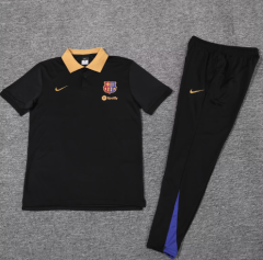 25 26 Barcelona training suit short sleeve black jacketsuit S-2XL