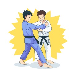 Japanese Judo Promotion: Two Female Athletes Practicing
