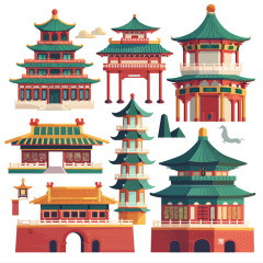 Collection of 7 Chinese Classical Architecture Icons