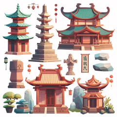 Collection of Common Architectural Icons in Ancient Chinese Buddhist Temples