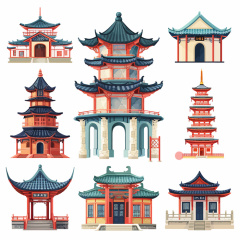Collection of 7 Sets of Icons of Chinese Classical Architecture