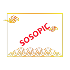 Chinese Square Border with Golden Lines, Auspicious Clouds and Artistic Wave Patterns