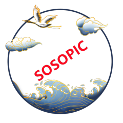 Chinese Decorative Circular Border Background with Tumbling Waves and Flying Cranes
