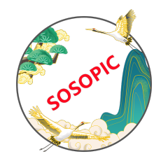 Chinese Traditional Circular Border Design Template with Crane, Auspicious Clouds, Mountain Peaks and Pine Trees