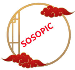 Chinese Traditional Circular Border Template with Window - Pane Elements and Red Auspicious Clouds Embellishments