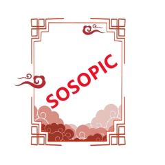 Chinese Traditional Striped Square Border Design with Cloud Pattern Decoration in the Lower Right Corner