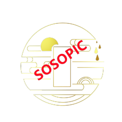 Chinese Traditional Cultural Element Golden - Line Circular Border Design with Sun, Raindrop, Seawater, and Auspicious Clouds Elements