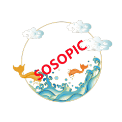 Chinese Traditional Circular Border Include White Cloud and Sea With Leaping Koi
