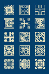 15 Sets of Japanese - Style Square - Shaped Hollow - Out Geometric Decorative Patterns