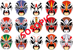 Peking Opera Fusion: Blended Traditional Chinese Opera Pattern Assortment
