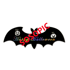 Halloween Illustration Pattern – Dark Bats with Pumpkin-Wing Details
