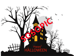 Halloween Castle Theme with Full Moon, Bats, and Haunted Vibes