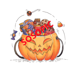 Halloween Candy Delight Pattern – Cartoon Treat Icons with Festive Vibes