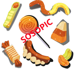 Halloween Trick or Treat Delight – Playful Candy Icons in Cartoon Style
