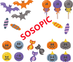 Halloween Celebration Background – Bold Icons with Candy, Ghosts & Pumpkins
