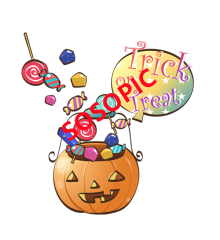 Halloween Treat Icons – Spooky Candy-Themed Background with Cartoon Elements