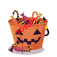 Halloween Icons Pattern – Spooky Elements with Candy Accents in Flat Style
