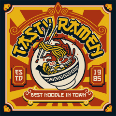 Japanese Retro Culinary Poster – Ramen Decorative Vector Background