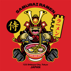 Japanese Classic Cuisine Vector – Ramen Decorative Background for Print & Web Design