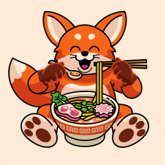 Japanese Folk-Inspired Poster – Restaurant Background Design with Ramen & Lantern Elements