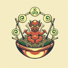 Japanese Culinary Vector – Decorative Noodle Background for Brand Aesthetics