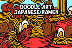 Japanese Noodle Shop Poster – Food Illustration Wall Art for Branding with Chopsticks & Ramen Bowl