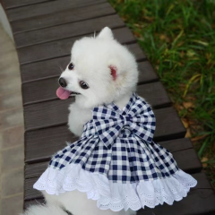 宠物JK格子裙子胸背带牵引绳遛狗狗猫咪背心衣服泰迪法斗用品厂家