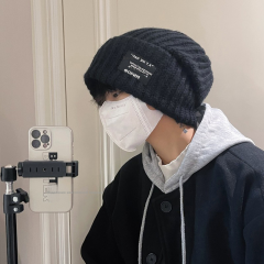 帽子男士秋冬潮情侣毛线帽男女款保暖百搭冷帽宽松大头围针织帽男