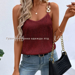 欧美跨境新款亮片吊带背心女性感打底衫外穿上衣宴会年会西装内搭