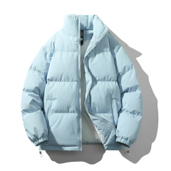 跨境定制立领棉服男女同款冬季加厚宽松棉袄情侣款纯色面包服棉衣