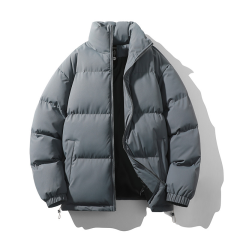 跨境定制立领棉服男女同款冬季加厚宽松棉袄情侣款纯色面包服棉衣