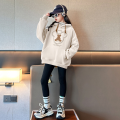 女童秋装套装2023新款洋气童装秋季连帽儿童上衣女大童衣服两件套