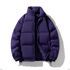 跨境定制立领棉服男女同款冬季加厚宽松棉袄情侣款纯色面包服棉衣