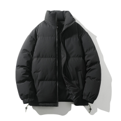 跨境定制立领棉服男女同款冬季加厚宽松棉袄情侣款纯色面包服棉衣