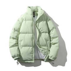 跨境定制立领棉服男女同款冬季加厚宽松棉袄情侣款纯色面包服棉衣