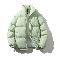 跨境定制立领棉服男女同款冬季加厚宽松棉袄情侣款纯色面包服棉衣