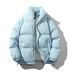 跨境定制立领棉服男女同款冬季加厚宽松棉袄情侣款纯色面包服棉衣