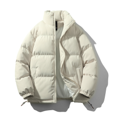 跨境定制立领棉服男女同款冬季加厚宽松棉袄情侣款纯色面包服棉衣