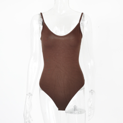 跨境新品性感紧身丁字打底女装夏 欧美露背V领吊带连体衣bodysuit