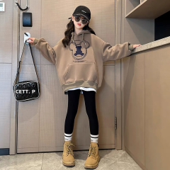 女童秋装套装2023新款洋气童装秋季连帽儿童上衣女大童衣服两件套