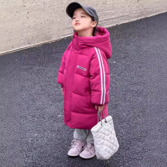 2024新款冬季儿童中长款羽绒棉服中大童宝宝加厚棉服过膝外套批发