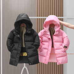2024儿童羽绒棉服中长款连帽棉衣保暖加厚石墨烯自发热棉衣外套