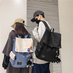 背包男双肩包书包女初中生ins潮酷时尚高中简约帆布大容量电脑包